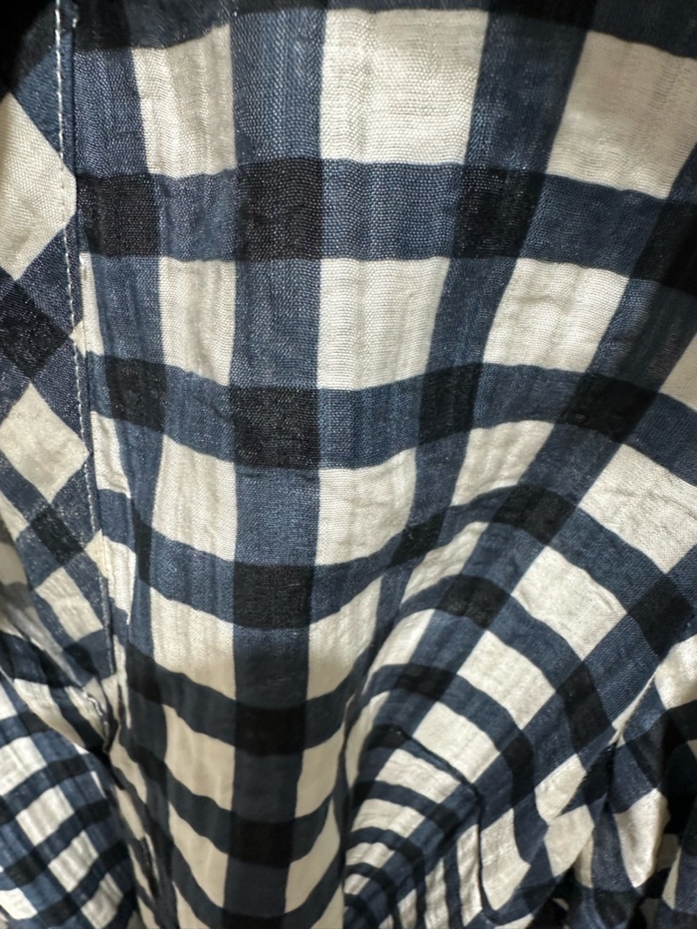 FRNCH Paris Gingham Mini Dress M Anthropologie Balloon Sleeve Check Blue/White - Picture 5 of 6